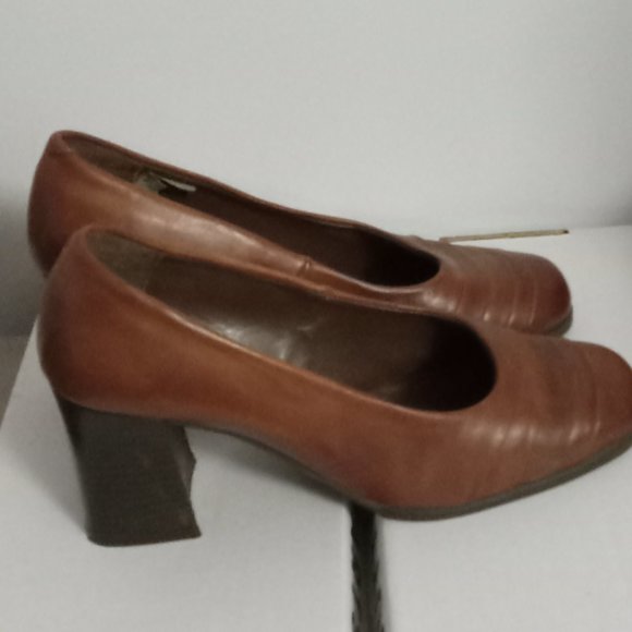Joe Sanchez Vintage Brown Leather Chunky Block Heel shoes cottagecore boho sz 40 - Picture 3 of 10